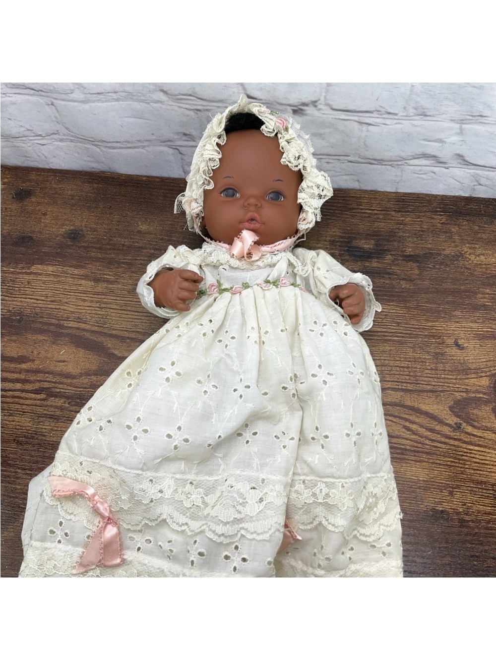 Mattel Ivory Eyelet Dress with Pink Ribbon Accents1972